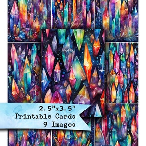 Prism Crystal Collage Sheet: Colorful Junk Journal Ephemera (Digital Download)