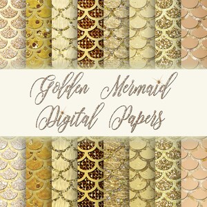Gold Mermaid Scales Digital Paper: Glitter Scrapbook (Digital Download)