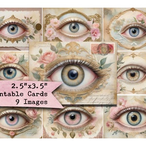 Lovers Eye, Victorien, Cartes Postales, Aquarelles, Arrière-plans, Papier Imprimable, ATC, Cartes Pour Journal, Scrapbooking, ACEO, Lettres De Poche