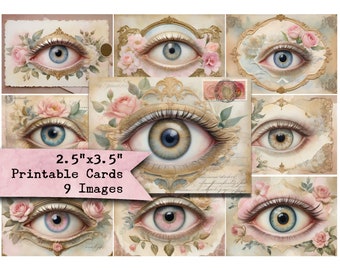 Lovers Eye, Victorian, Postcards, Watercolors, Backgrounds, Printable Paper, ATC, Journaling Cards, Scrapbooking, ACEO, Pocket Letters