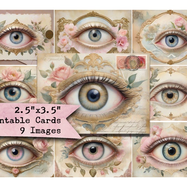 Lovers Eye, Victorian, Postcards, Watercolors, Backgrounds, Printable Paper, ATC, Journaling Cards, Scrapbooking, ACEO, Pocket Letters