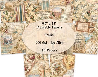 Vintage Style Italian Printable Paper Pack | Romantic Junk Journal Papers