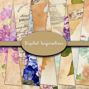 Hortensia's Paper Pack 12 x 12 Scrapbook Mixed Media Collage Vel Instant Download Achtergronden Afdrukbare Bloemen Roze Verontruste Shabby
