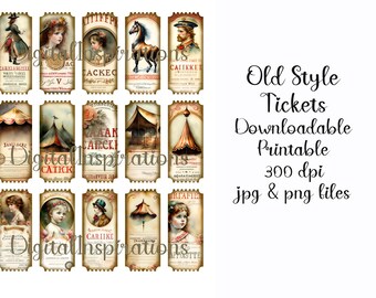 超人気の雑貨店 Vintage Style Journals Junk Tags Collage for Tickets Circus カレンダー