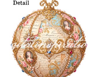 Velvet and Pearls Christmas Baubles | Victorian Ornament Ephemera | Marie Antoinette Printable