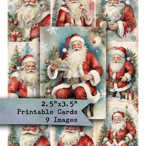 Vintage Santa Christmas Cards: Shabby Chic Ephemera (Digital Download)