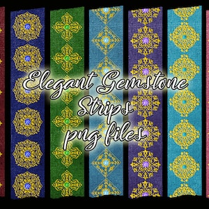 Jewels and Velvet Digital Washi Tape Strips Washi Printable Strips Gemstone Gems  Downloadable Scrapbooking Card Making