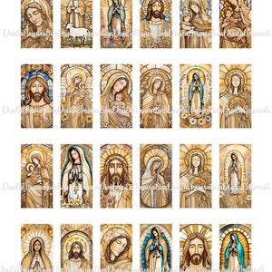 1 x 2, feuille de collage, pendentifs dominos, vitrail, sainte mère, jésus, feuille de collage, étiquettes, pendentifs, religieux, notre dame de guadalupe
