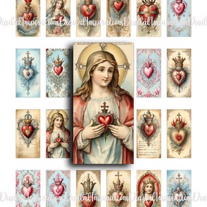 Heilig hart, Heilige Moeder, Maria, katholieke afbeeldingen, religieus, christelijke illustraties, Domino, 1 x 2, illustraties, afdrukbare, Tags, ongewenste tijdschriften