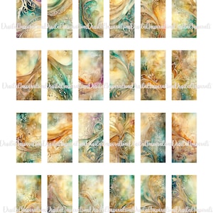 Watercolor Swirls Collage Sheet: Domino Pendants, Tags (Digital Download)