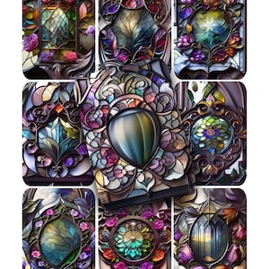 Arrière-plans ATC ACEO en vitrail FONCÉ pour collage étiquettes 2,5 x 3,5 pouces imprimable téléchargement immédiat goth gothique clip art indésirable journaux