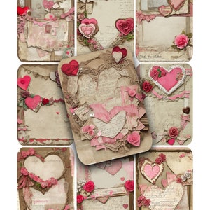 Valentines ACEO ATC Cards: Printable Collage Backgrounds (Digital Download)
