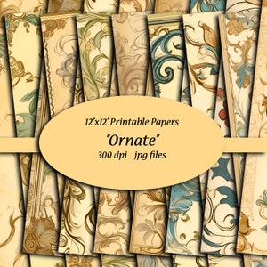 Ornate Floral Printable Paper: Rococo Scrapbooking Ephemera (Digital Download)