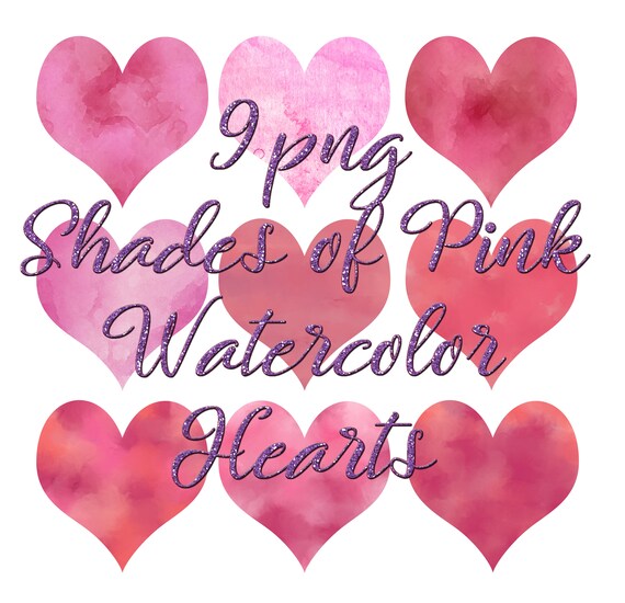 Digital Watercolor Hearts Printable Logo Clipart Commercial Etsy