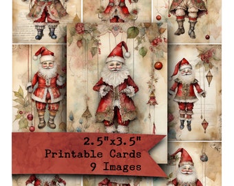 Digital Ephemera, Santa, Marionettes, Santa Claus, Vintage, Junk Journals, Journal Tags, Ephemera, Christmas Images, Whimsical, Pocket Tags
