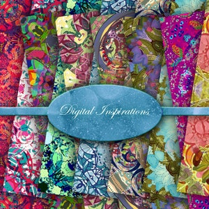 Kaleidoscope Digital Paper Pack: Colorful Scrapbook Backgrounds (Digital Download)