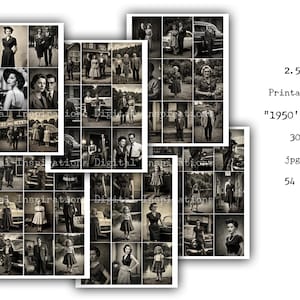 Hoja De Collage, Digital, Fotos Retro, Personas, Década De 1950, Vintage, Etiquetas, Diarios Basura, Papel Imprimible, Inserciones De Bolsillo, Cartas De Bolsillo, Imágenes