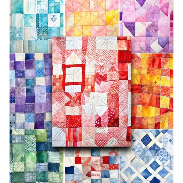 Mixed Media, Backgrounds, 2.5x3.5, ATC, PATCHWORK Quilts, Vintage, Quilts,, Junk Journals, Journal Pages, Ephemera, Printable Cards, ACEO