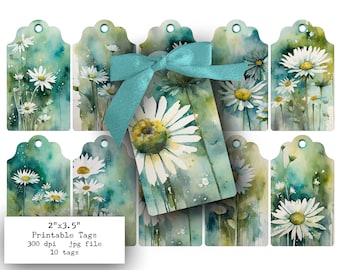 Daisy Printable Tags: Floral Junk Journal Ephemera (Digital Download)