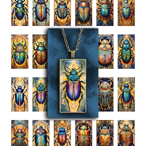 Scarab Beetle Collage Sheet: 1x2 Egyptian Images (Printable)