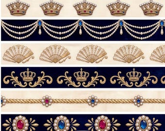 Versailles Velvet Printable Washi Strips | Royal French Borders | Rococo Junk Journal Ephemera