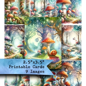 Feuille de collage, Champignons vénéneux, Forêt, Arrière-plans, Journal Ephémère, Carnets indésirables, Feuille numérique, Scrapbooking, Fantastique