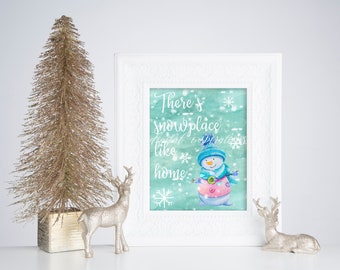 8x10 Winter Christmas Digital Art Print Snowman Seasonal Printable Instant Download Clip Art Red Holiday Wall Art For Framing 5x7