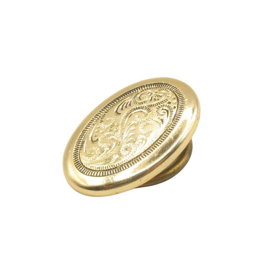 Vintage Gold Tone Scarf Clip Oval Etched Floral Scroll Motif 1970s Shawl Ring Clip Brooch Replacement Costume MCM Jewelry Accent