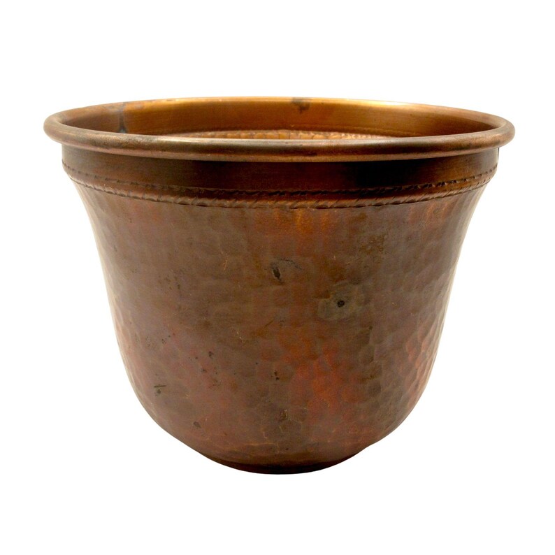 Vtg Hammered Copper Planter Pot Handmade Bowl Decorative Rustic Flower ...
