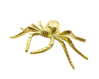 Vintage Brass Spider Figurine Mid Century Cast Hand Finished Decorative Object