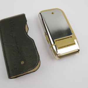 Rasoio Braun vintage Made in Germany anni '60-'70 con custodia in pelle, elettrico retrò di lusso per la cura della persona maschile