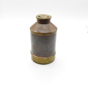 Scatola per sigari vintage, contenitore rotondo per erogatore, a forma di barile, distributore di sigarette, anni '60, portaoggetti in rame