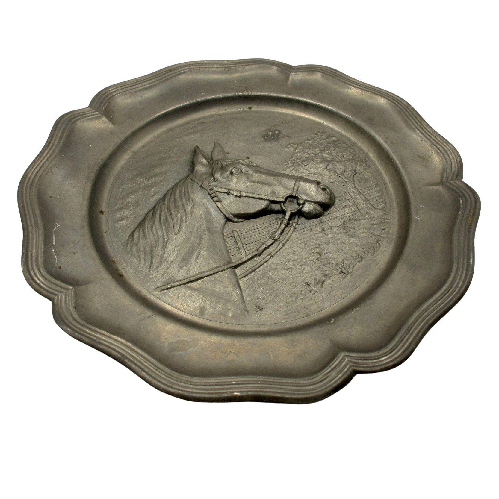 Vintage Pewter Horse Plaque: SKS Design Equestrian Wall Decor - Etsy