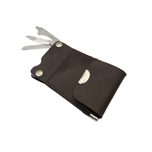 Vintage Leder Geldbörse mit Klappmesser Accessoires Messer Datei Flaschenöffner Taschenmesser Sammlerstück Hasi Hato