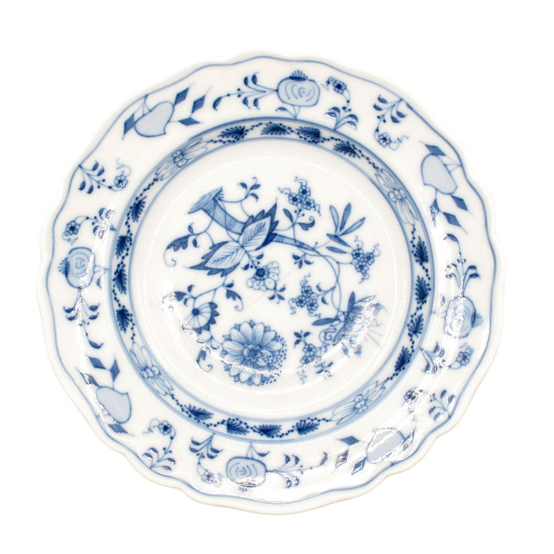 Antique Meissen Blue Onion Porcelain Plate Ernst Teichert Mark