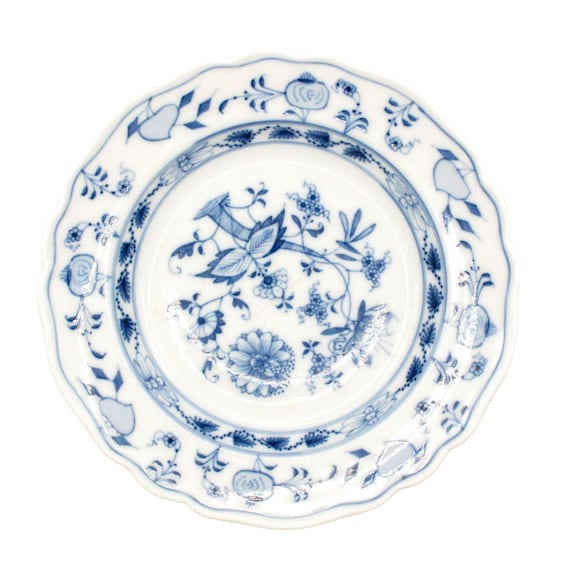 Antique Meissen Blue Onion Porcelain Plate Ernst Teichert Mark