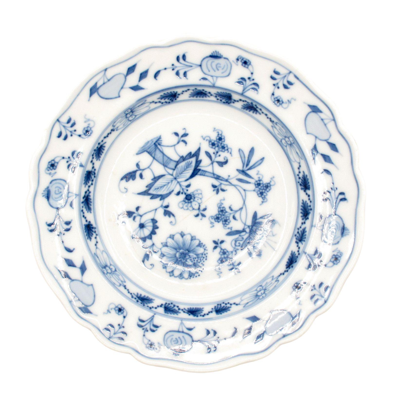 Antique Meissen Blue Onion Porcelain Plate Ernst Teichert Mark