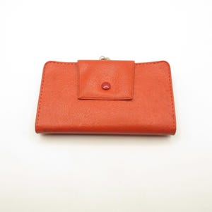 Porte-cartes sac à main en cuir rouge orange vintage des années 1970 à collectionner rétro old school