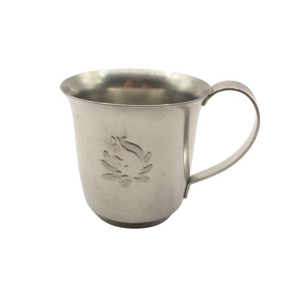 昭和期頃 農林省刻印 silver カップ Vintage GERO Zilmeta Silver Plated Child's Cup: Squirrel Engraving