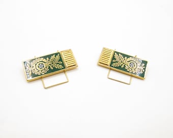 Pair of Vintage Canadian Forestry Corps Insignia | Green Enamel & Gilt Metal Emblems | 1970s-90s Heritage Collectible