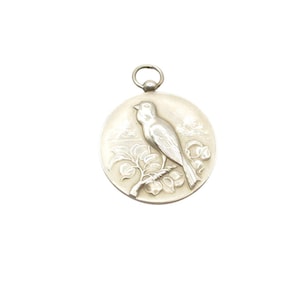 Vintage Bird Medal Silver Plated Medallion Pendant Sweetheart Gift 4 cm Large Charm
