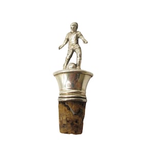 Vintage Silver Plated Wine Bottle Stopper Football Player Figure Collectible Barware Bar Accessory