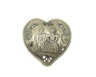 Vintage Heart Shaped Floral Design Etched Belt Buckle Western Heart Belt Buckle: 3D Engraved Antique Silver Finish  main image 4