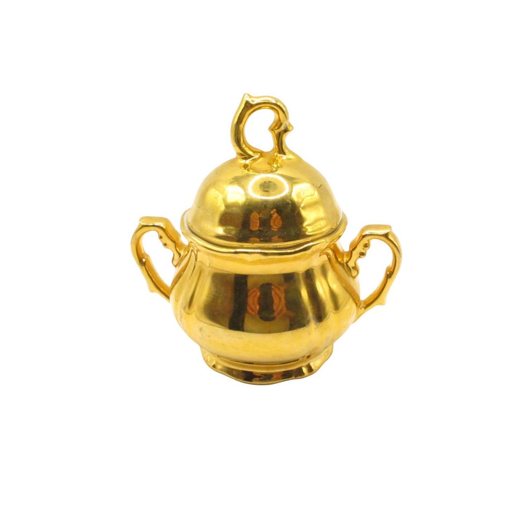 Antique Gold Plated Porcelain Sugar Bowl: KMP Germany Royal Bohemian ...
