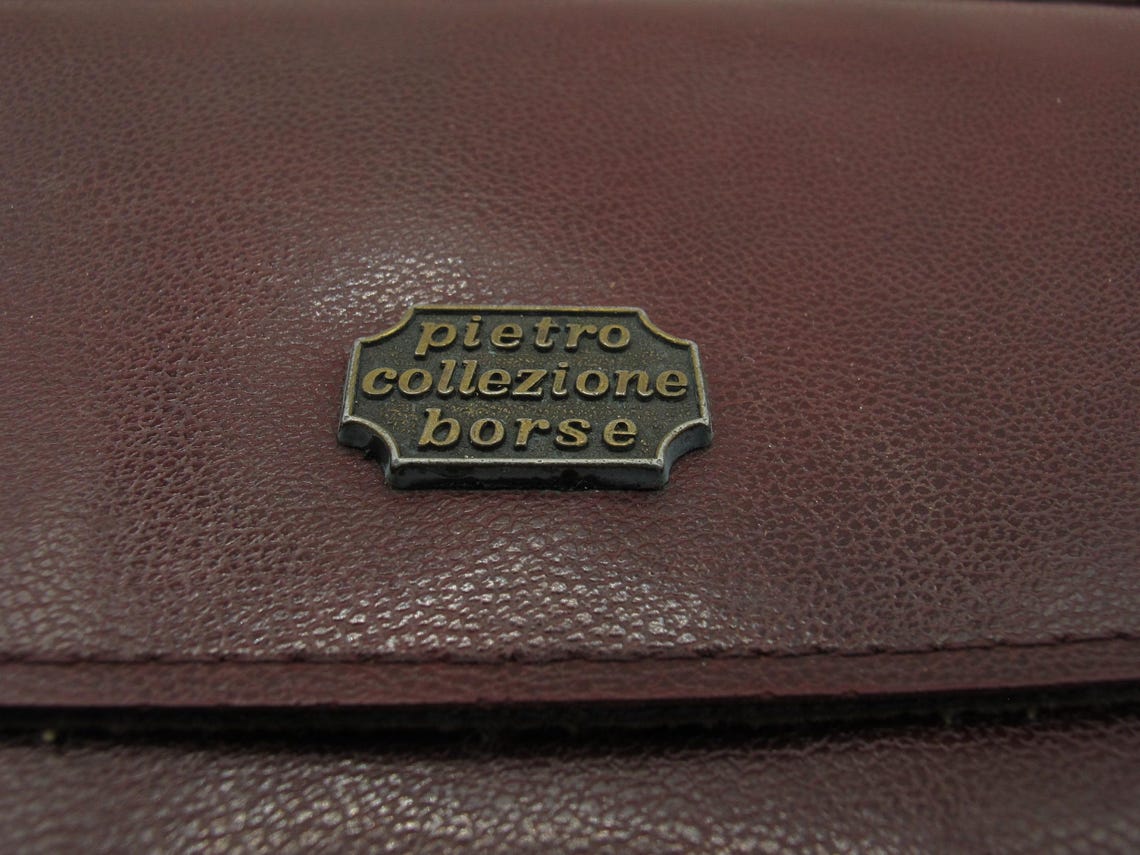 Italian Leather Handbag | Pietro Collezione Borse | 1980s Brown Minimalist Purse | Compact Shoulder Bag Italy Borse, foto 4 di 5