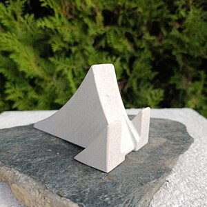 Handmade Limestone Phone Stand, Stone Charging Dock, Sci Fi Desk Decor, Minimalist Smartphone Holder, Bulgarian Stone
