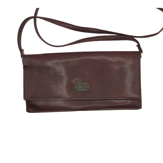 Italian Leather Handbag | Pietro Collezione Borse | 1980s Brown Minimalist Purse | Compact Shoulder Bag Italy Borse