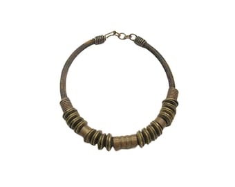 Vintage Brutalist Halskette 1950er Jahre Chunky Messing Statement Unisex Schmuck