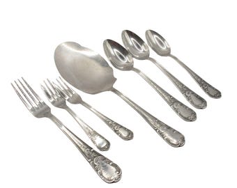 Juego de cubiertos vintage Pimex Inox estilo Art Nouveau de acero inoxidable de 6 piezas