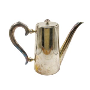 Antique Laderier Silver Plated Coffee Pot | French Art Deco Teapot | Vintage France Metal Hot Water Pitcher | Mid Century Coffeepot c1930s